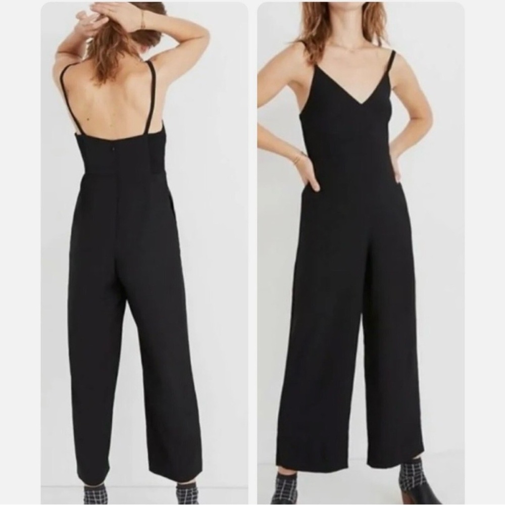 Madewell Thistle Cami Black Wide-Leg Jumpsuit with Spaghetti Straps Size 0